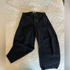 free people black barrel jeans